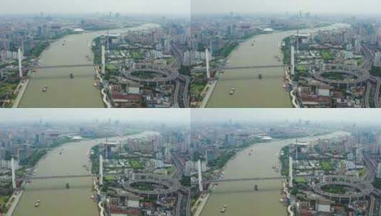 航拍上海南浦大桥高清在线视频素材下载