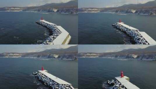 日本北海道知床宇登吕灯塔海景风光高清在线视频素材下载