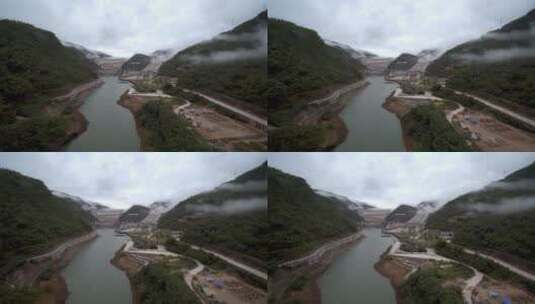 澜沧江水库 水电工程建设  航拍 自然生态高清在线视频素材下载