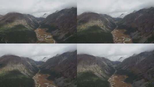 4K航拍云雾缭绕的山谷高清在线视频素材下载