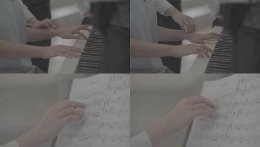 老师教学生弹钢琴高清在线视频素材下载