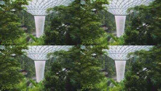 新加坡樟宜机场瀑布景观高清在线视频素材下载