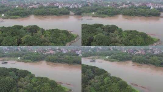 河岸生态景观航拍高清在线视频素材下载