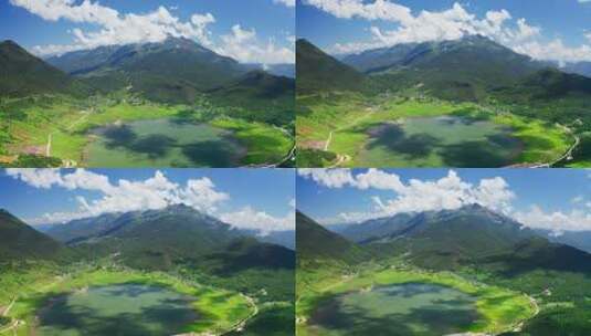 【延时】玉龙雪山下的湖泊草原高清在线视频素材下载