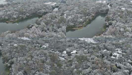 航拍西湖大雪高清在线视频素材下载