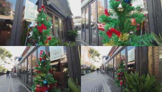老外街圣诞装饰高清在线视频素材下载