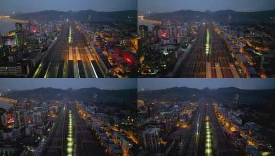 广元高铁站城市夜景航拍高清在线视频素材下载