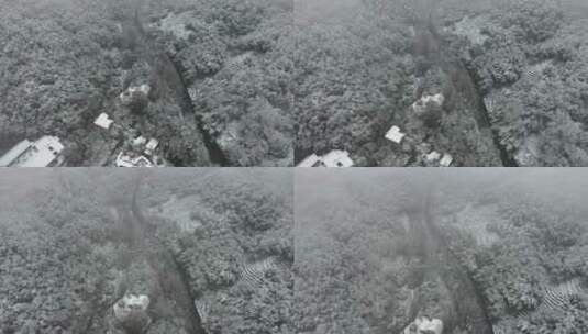 杭州西湖景区法喜寺雪天航拍高清在线视频素材下载