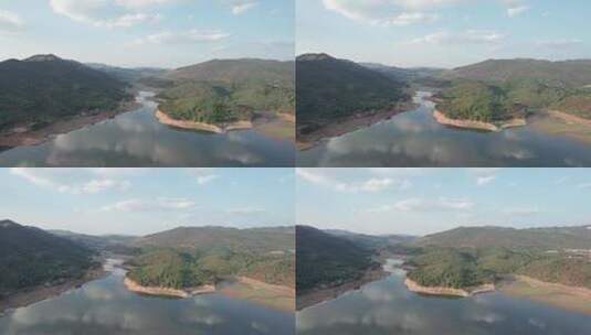 蓝天白云湖泊湿地自然风光4k航拍空镜高清在线视频素材下载