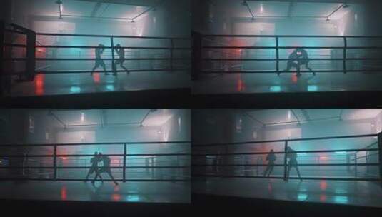 拳击台上双人拳击高清在线视频素材下载