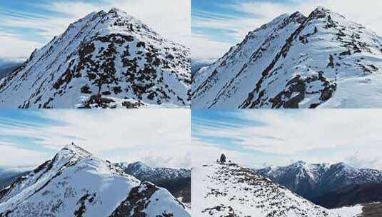 美丽自然风光川西雪山夹金山航拍风景高清在线视频素材下载