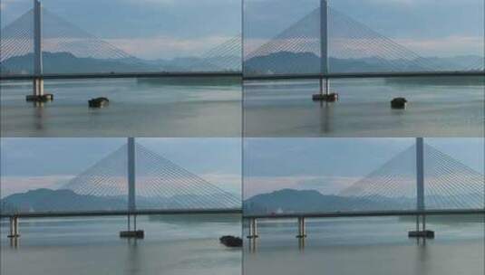杭州富阳富春江富春大桥夏季风光高清在线视频素材下载