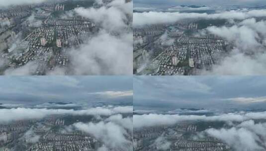 温州清晨平流雾航拍高清在线视频素材下载