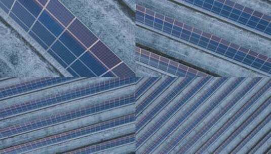 太阳能电池板鸟瞰图在领域中排成一排电力生态创新自然环境高清在线视频素材下载