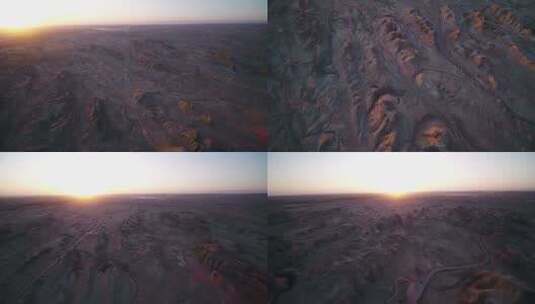 B新疆准噶尔盆地大漠戈壁山峦-傍晚5高清在线视频素材下载