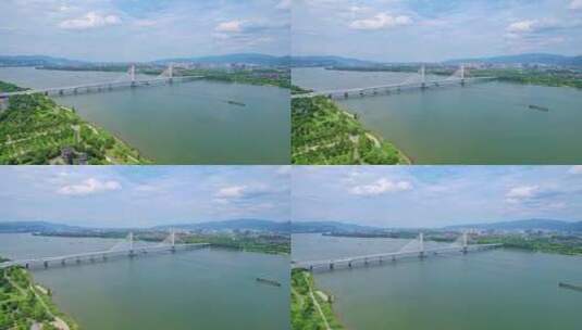 航拍富阳城市大景高清在线视频素材下载