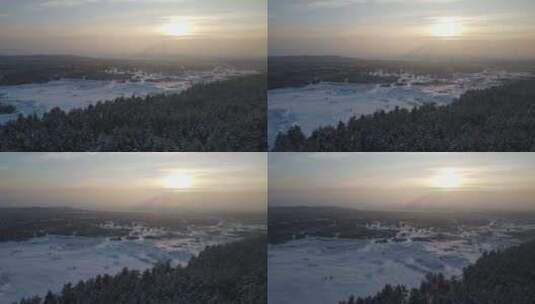 日落时的冬季景观高清在线视频素材下载