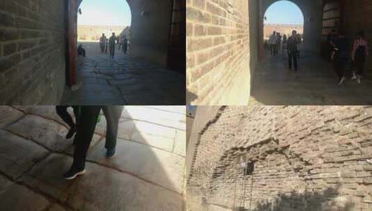 历史沧桑古城墙古青石板路面高清在线视频素材下载