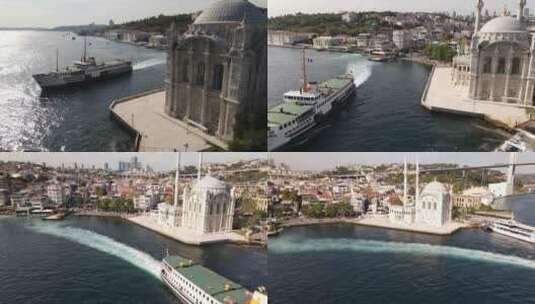 航拍海边城市景观高清在线视频素材下载