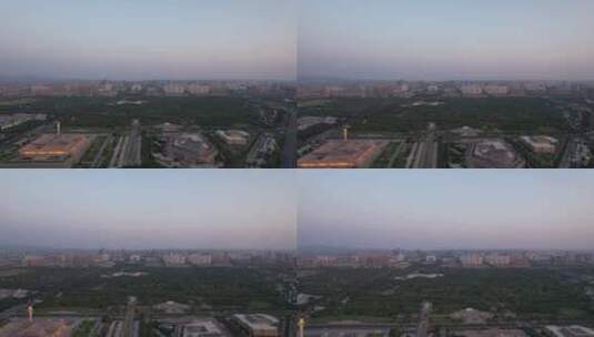 河南洛阳城市清晨日出彩霞航拍高清在线视频素材下载