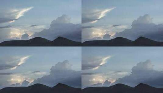 墨西哥美丽的云和山脉背景的日落时间流逝高清在线视频素材下载