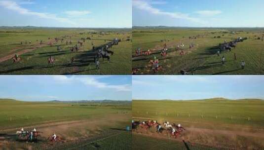 内蒙古草原赛马场景高清在线视频素材下载