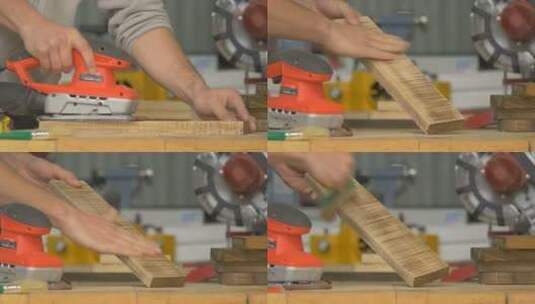 打磨和刷一块木头高清在线视频素材下载