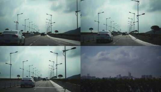 汽车城市道路行驶车窗外风景城市建筑风光高清在线视频素材下载