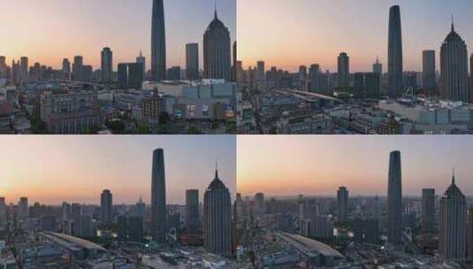 天津城市夕阳航拍空镜高清在线视频素材下载
