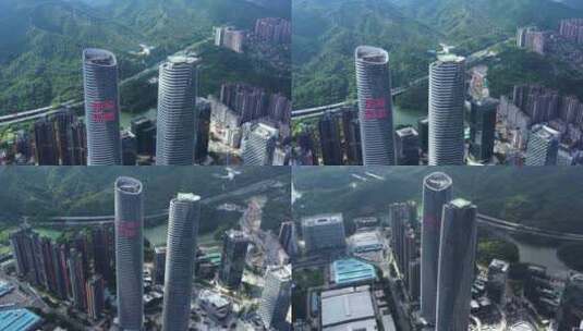 航拍深圳星河WORLD，中国最高双子塔塔高清在线视频素材下载