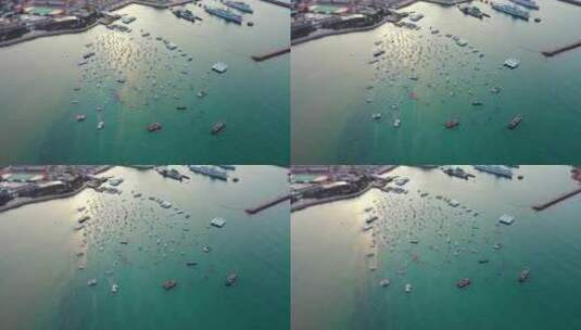 山东省青岛市盛世游艇码头航拍高清在线视频素材下载