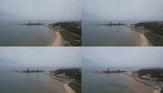 山东蓬莱大海海边风光航拍高清在线视频素材下载