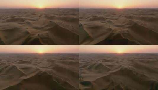 航拍腾格里沙漠日落高清在线视频素材下载