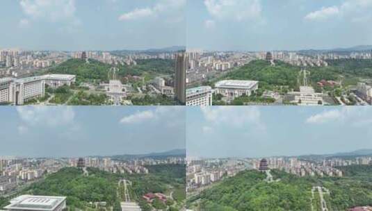 九江市南山公园德化楼航拍九江城市建筑风光高清在线视频素材下载