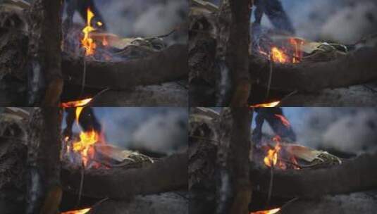 实拍木头燃烧高清在线视频素材下载
