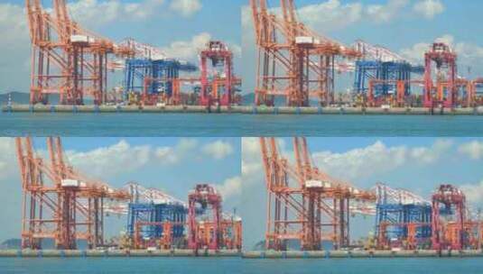 福建厦门港海沧港区集装箱码头高清在线视频素材下载