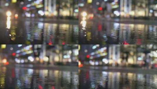 城市夜景中的慢动作雨滴、伤感情绪高清在线视频素材下载