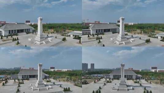4K航拍鄂州烈士纪念园纪念碑城市地标华容区高清在线视频素材下载