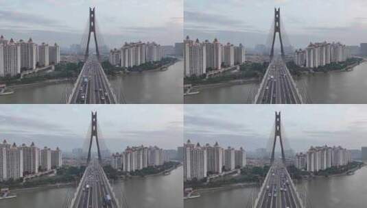 广州番禺区东沙桥航拍高清在线视频素材下载