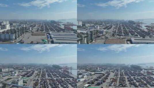 厦门港口航拍远海码头集装箱国际贸易码头高清在线视频素材下载