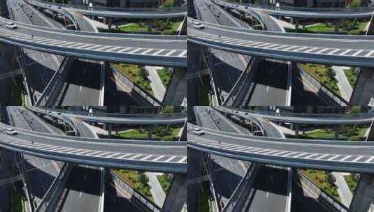无人机视角下的城市高架桥高清在线视频素材下载