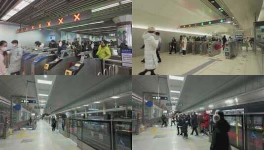 北京地铁刷卡进站，出站，下车高清在线视频素材下载
