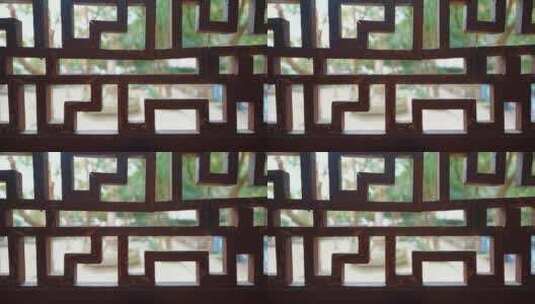 保国寺古建筑木质门窗高清在线视频素材下载