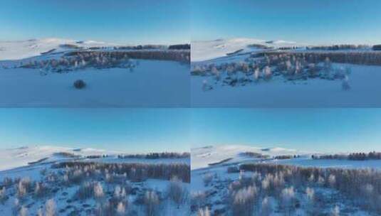 呼伦贝尔冬季自然风光丘陵山地雪原风景高清在线视频素材下载