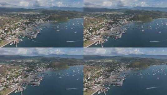 原创印尼科莫多拉布安巴焦城市海滨风光航拍高清在线视频素材下载