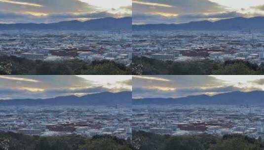 远眺日本京都城市景色高清在线视频素材下载