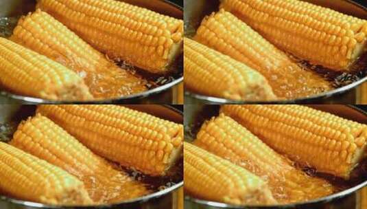 新鲜玉米食材特写慢动作镜头高清在线视频素材下载