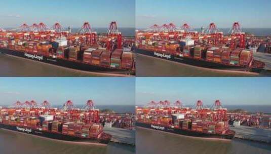 码头航拍后拉-码头岸边停靠船空镜01高清在线视频素材下载