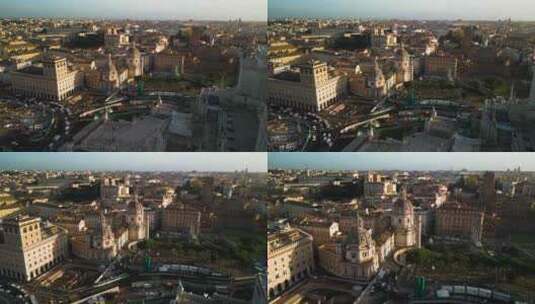 意大利罗马图拉真广场和圆顶大教堂上方美丽高清在线视频素材下载