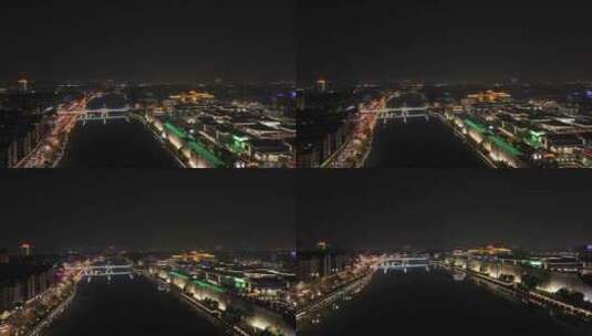苏州护城河相门城墙夜景高清在线视频素材下载
